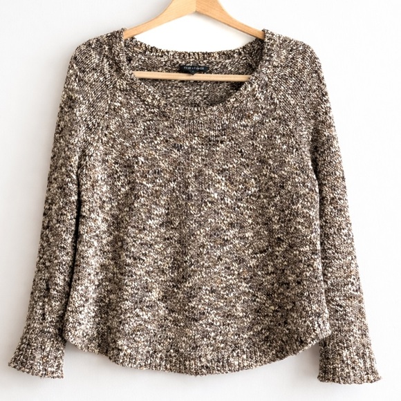 Eileen Fisher Sweaters - Eileen Fisher Marled Linen Blend Boxy Sweater | Brown & White | Size S